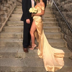 Hand-made gold satin gown